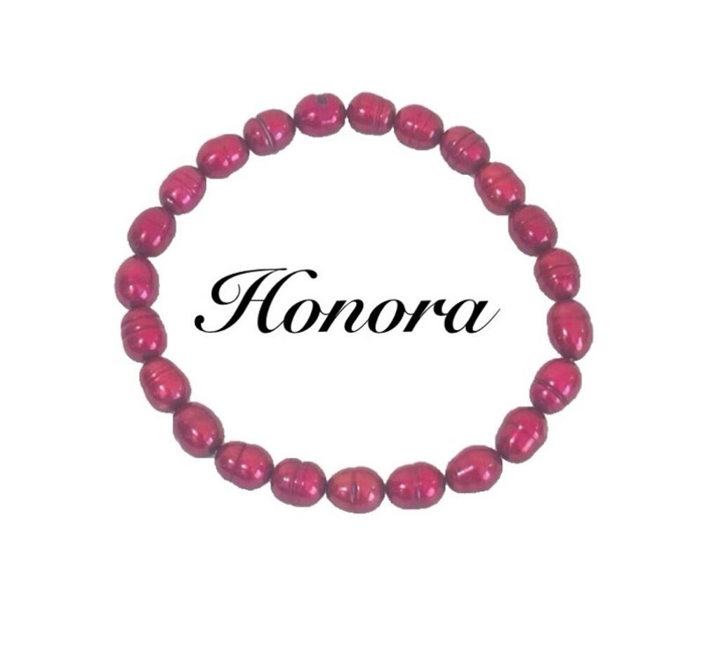 HONORA Cherry Red Pearl Stretch Bracelet Freshwater Cultured Pearls